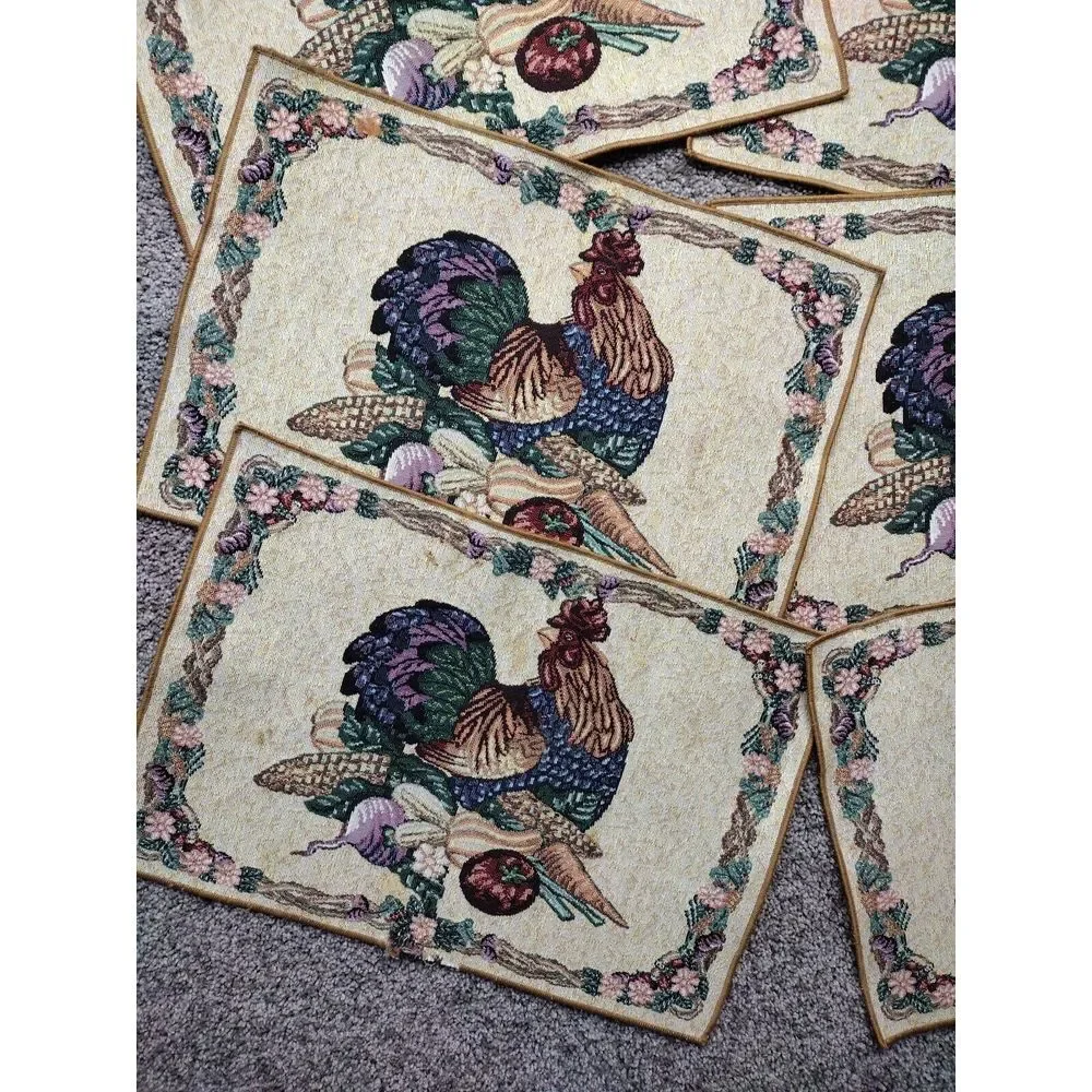 Vintage Country French Chicken Rooster Placemats Set of 6 Farmhouse Approx 12x18